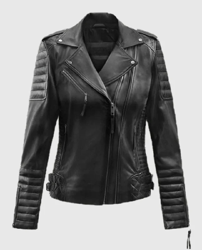 Charlotte Burnt Biker Leather Jacket