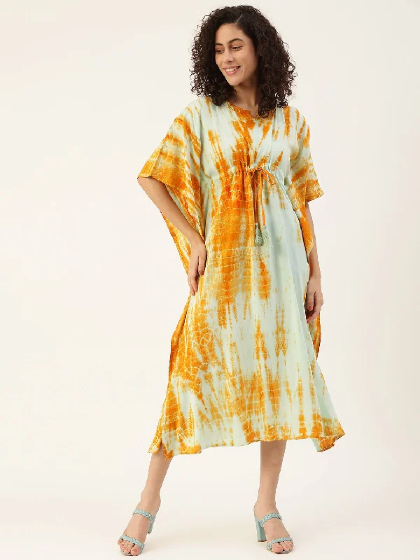 Women's Crumple Tie-dye Rayon Kaftan Dress - Maaesa