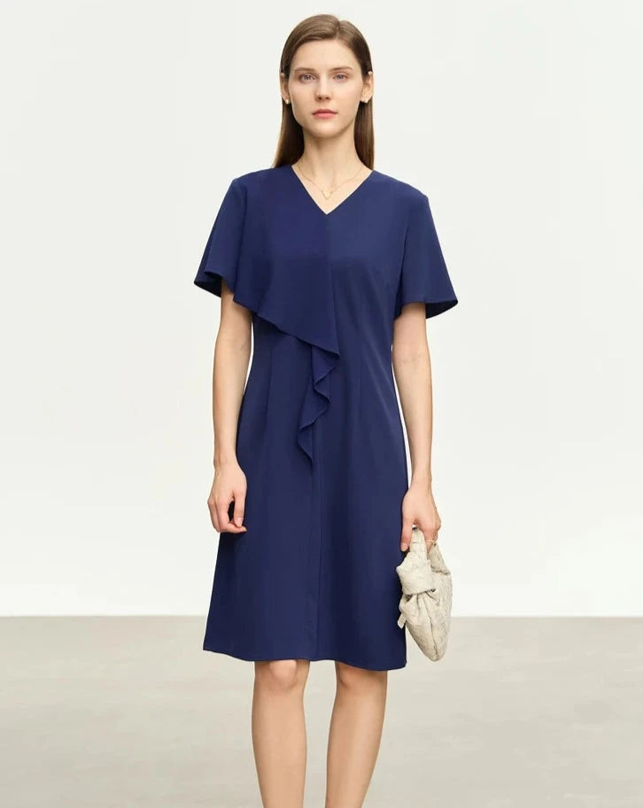 Chiffon V-Neck Ruffles Dress