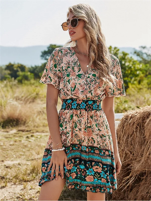 BerriesJam - Countryside Bohemia Floral Mini Dress