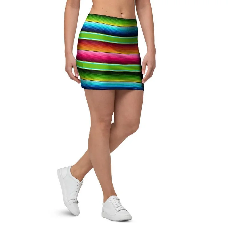 Green Baja Serape Mini Skirt