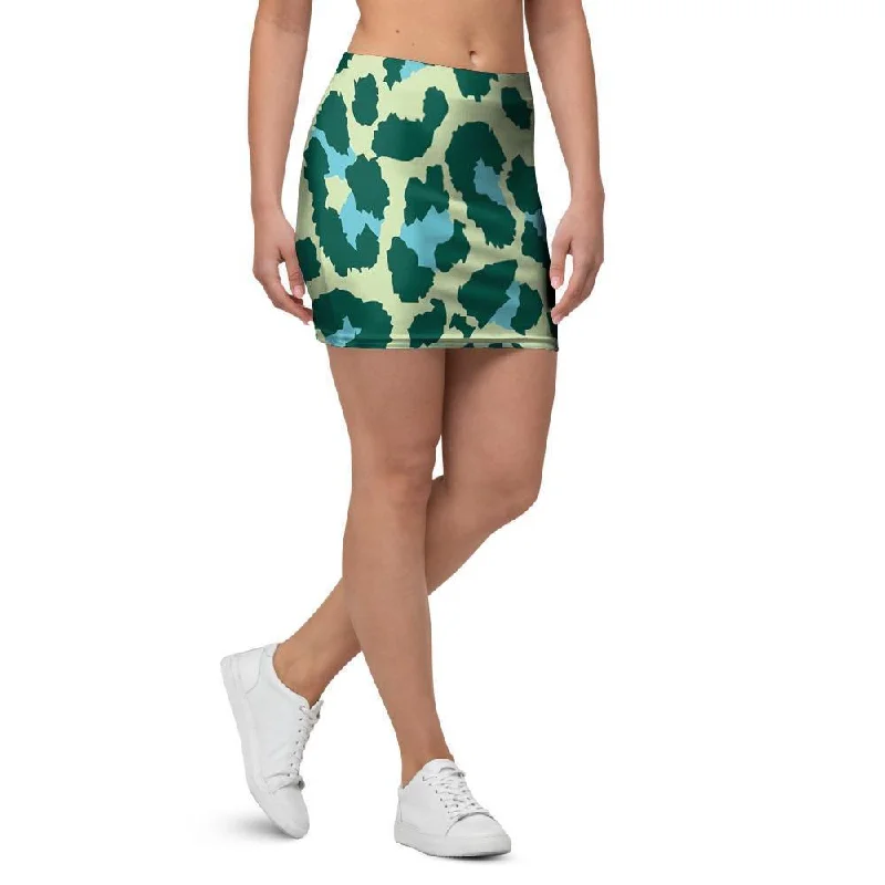 Green Cheetah Mini Skirt