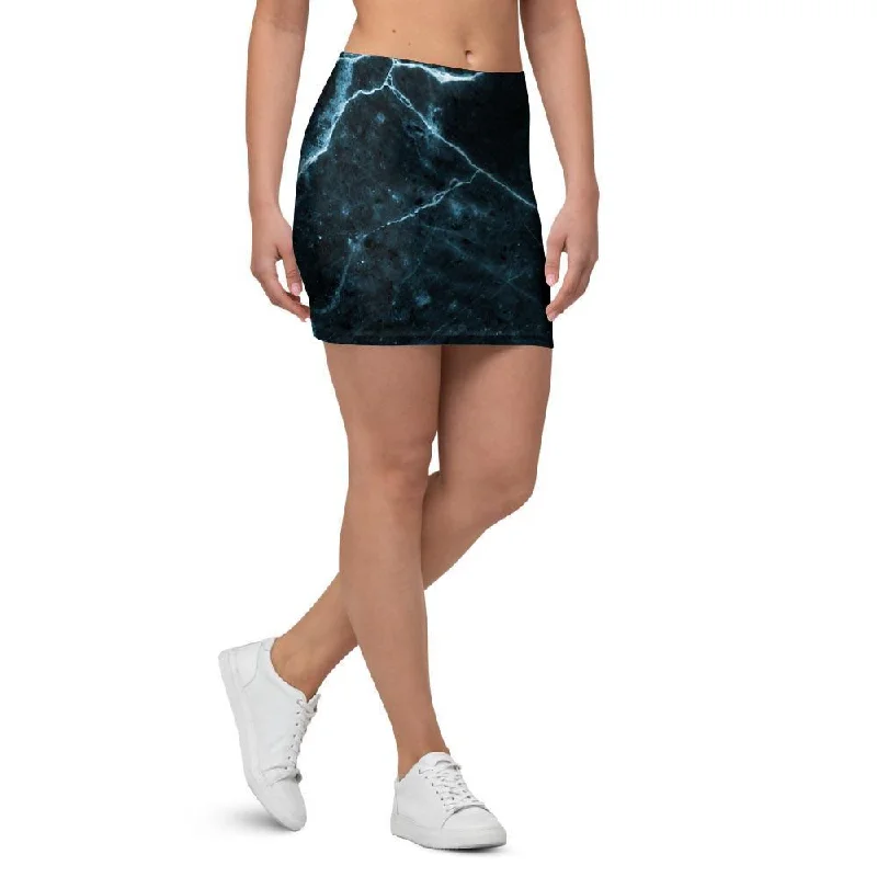 Green Cracked Marble Mini Skirt