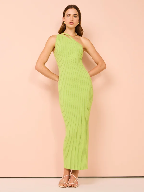 Elegant maxi dressesBy Nicola Calypso One Shoulder Maxi Dress in Lime Marle