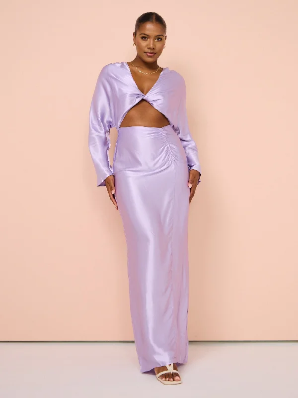 Graduation maxi dressesSuboo Millenia Long Sleeve Twist Front Maxi Dress in Lilac