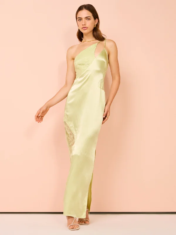 Long sleeve maxi dressesSuboo Nicky One Shoulder Maxi Dress in Celery Green