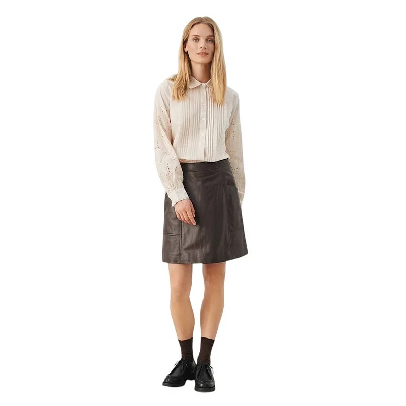 Charita Leather Skirt in Hot Fudge