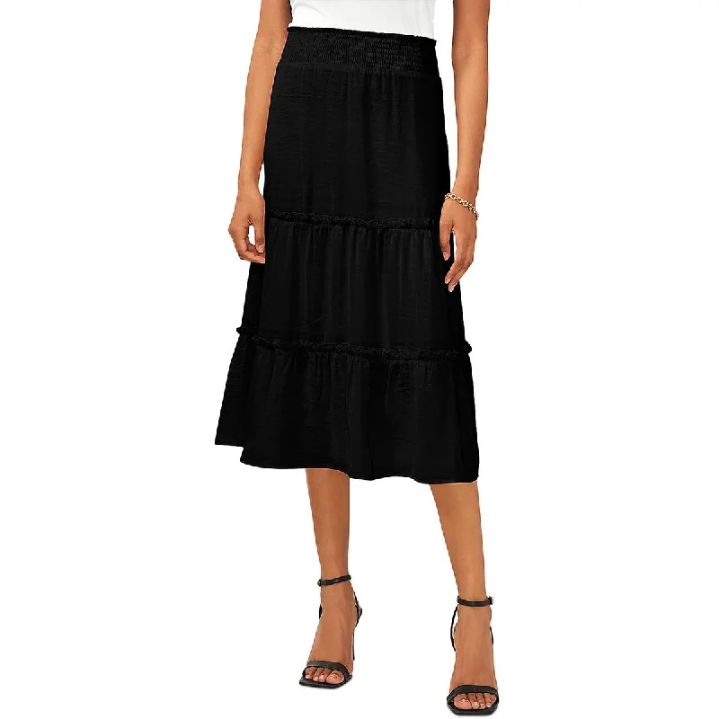 Womens Smocked Long A-Line Skirt