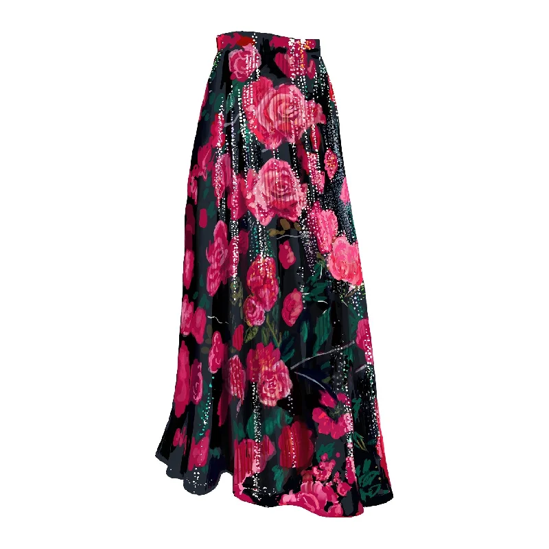 Roses and Sequins Maxi Skirt