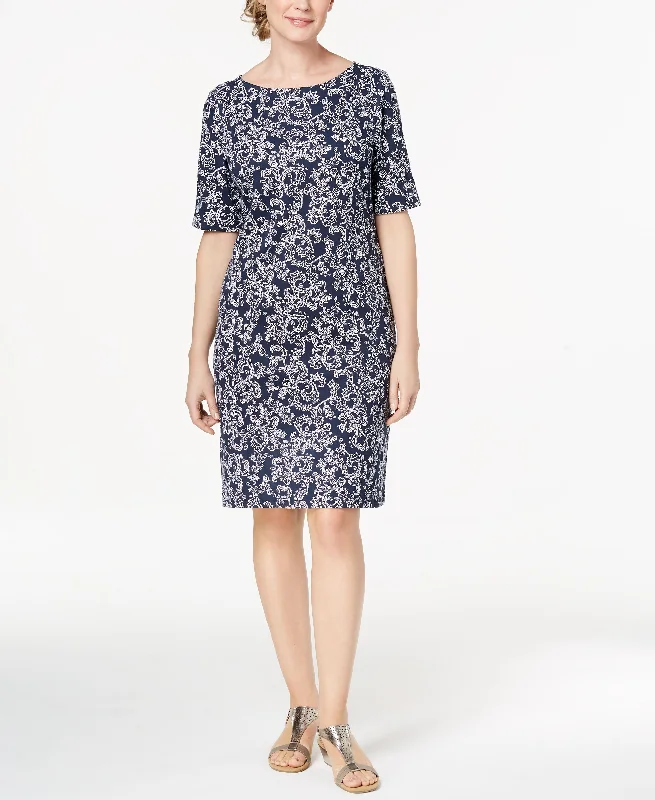 Karen Scott Printed Elbow Sleeve Dress