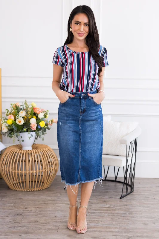 Distressed Denim Skirt