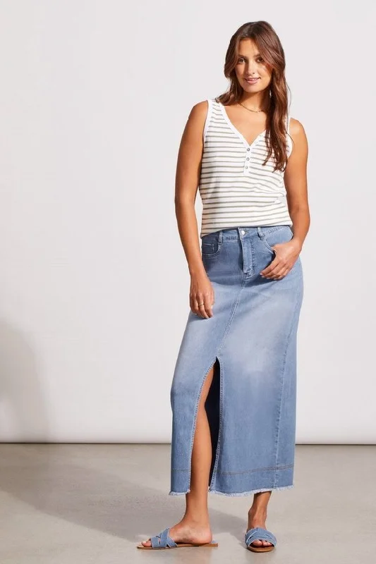 FULL-LENGTH DENIM SKIRT WITH FRONT SLIT