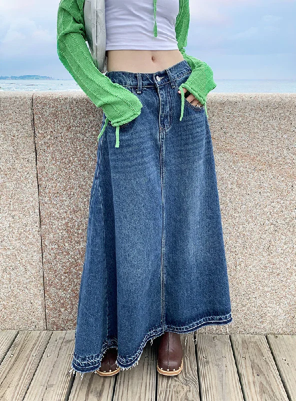 A Long Denim Skirt