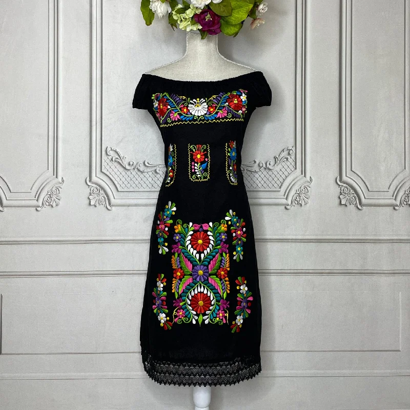 Short unclassified skirtsShort unclassified dressesOff Shoulder Elastic Mexican Dress- Daisy