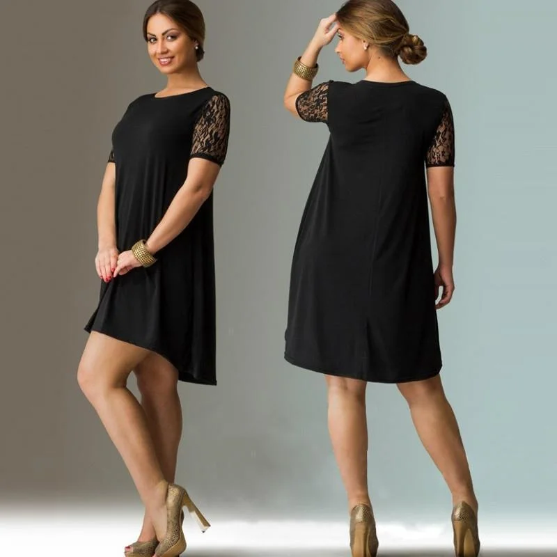 Women Summer Loose Fit Lace Sleeve Dress