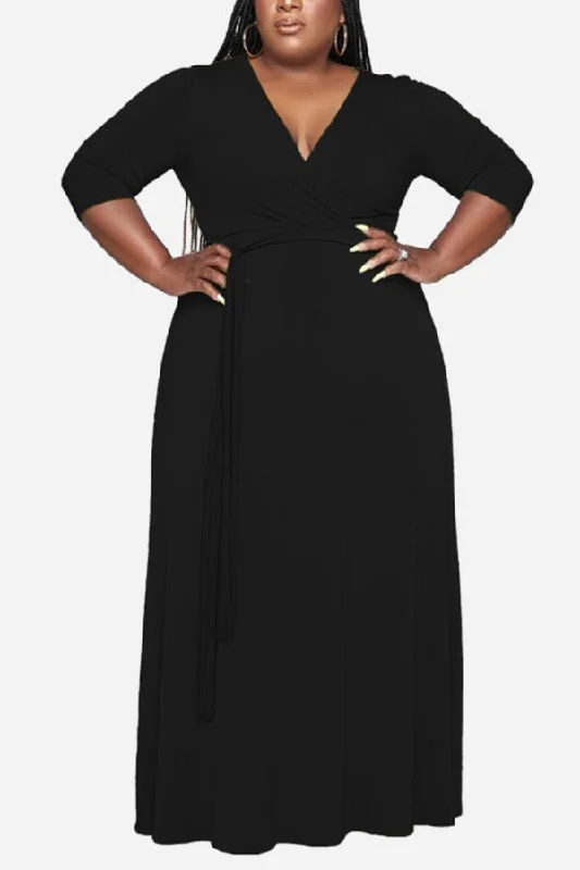 Elegant Plus Size Belted Dress