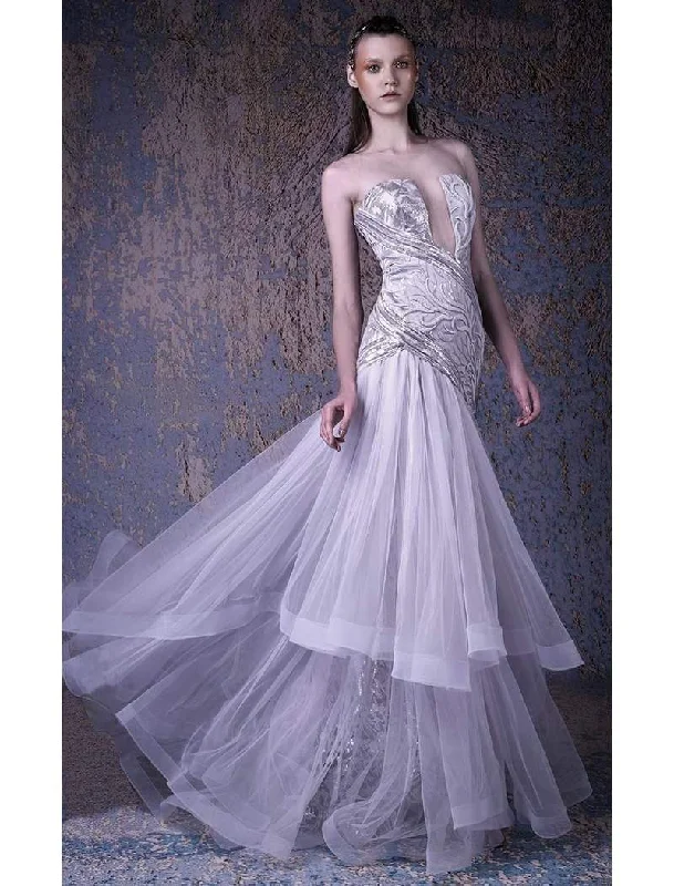 MNM COUTURE - G1026 Strapless Tulle and Embroidered Gown