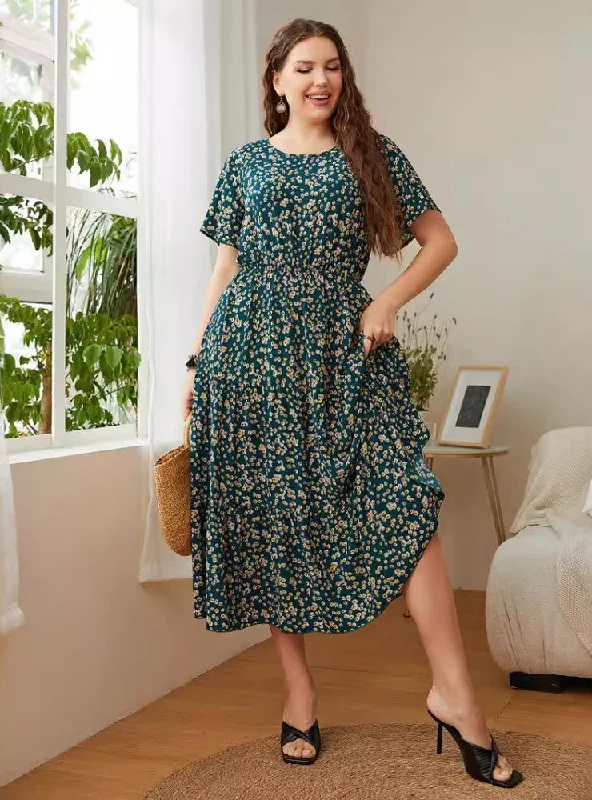 Printed Loose Ladies Plus Size Dress