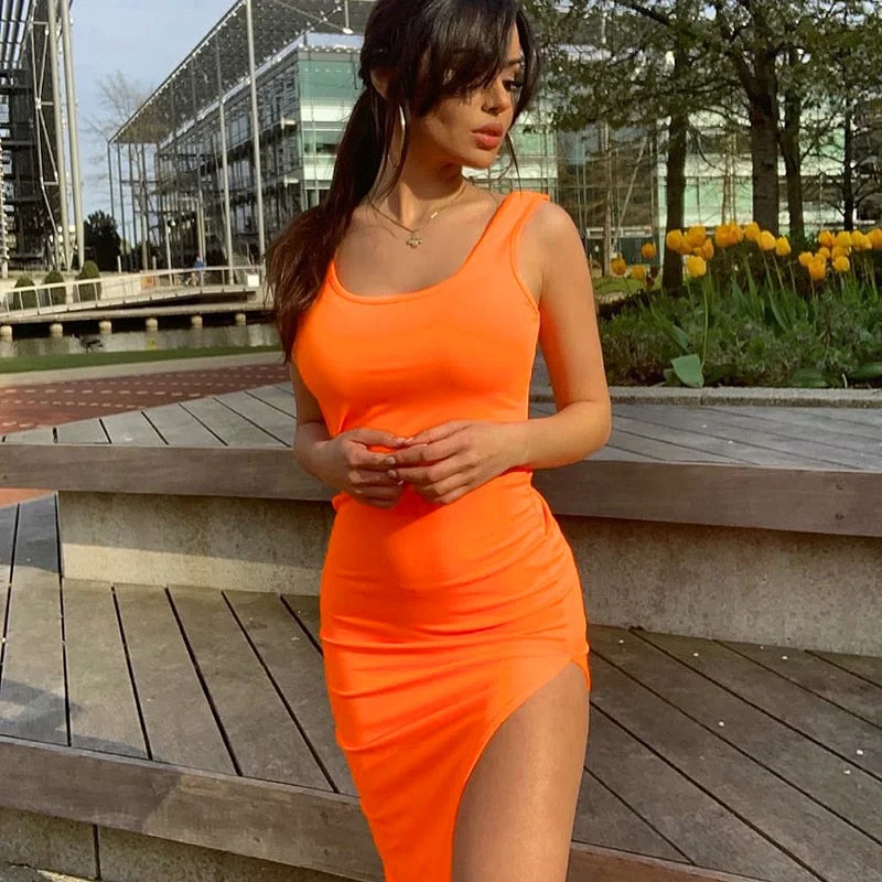 Women's Summer Casual Sleeveless Split Bodycon Dress